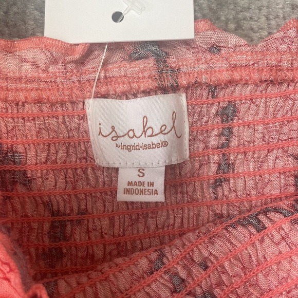 Isabel Maternity Shirt Womens Small Salmon Floral Off Shoulder Lightweight NEW - Picture 4 of 8